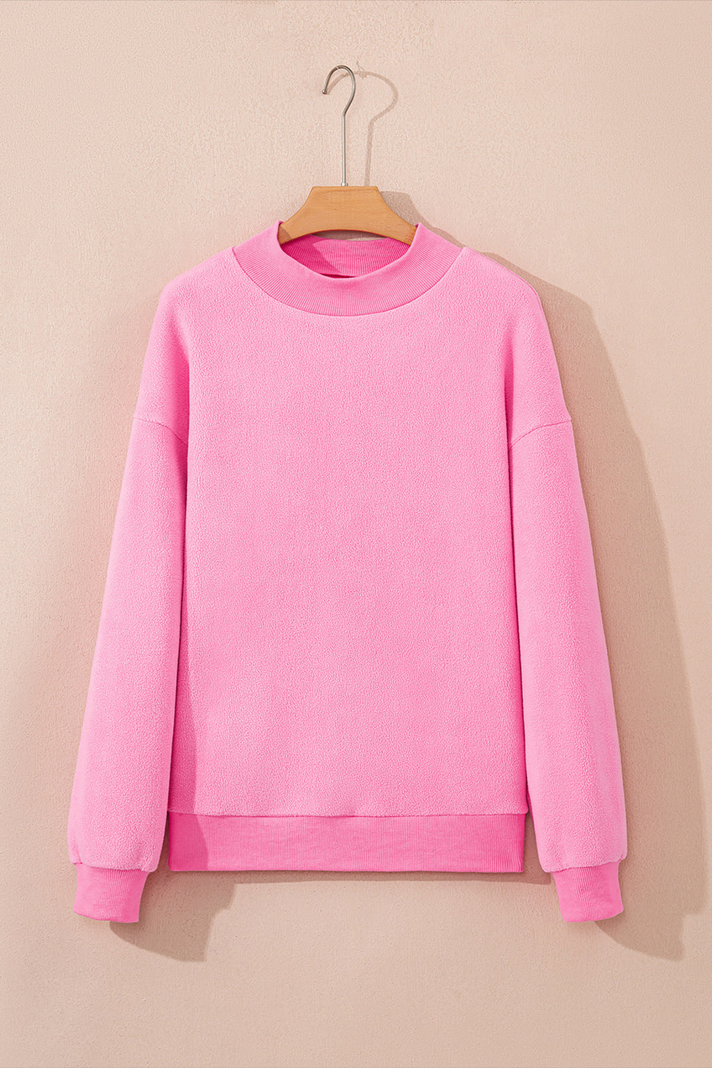 Apricot Oversize Drop Shoulder Reversible Mock Neck Sweatshirt