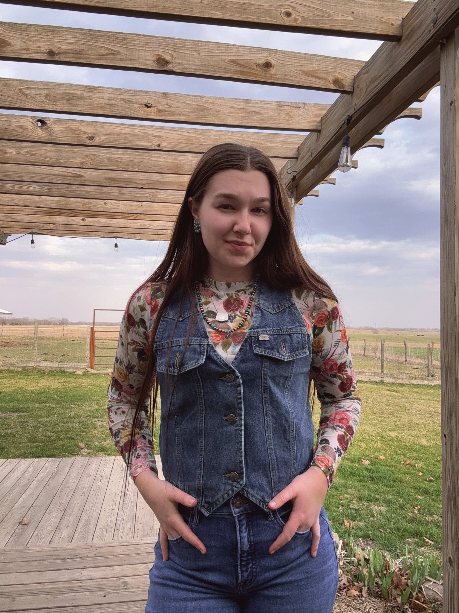 Classic Mid Wash Button Down Denim Vest