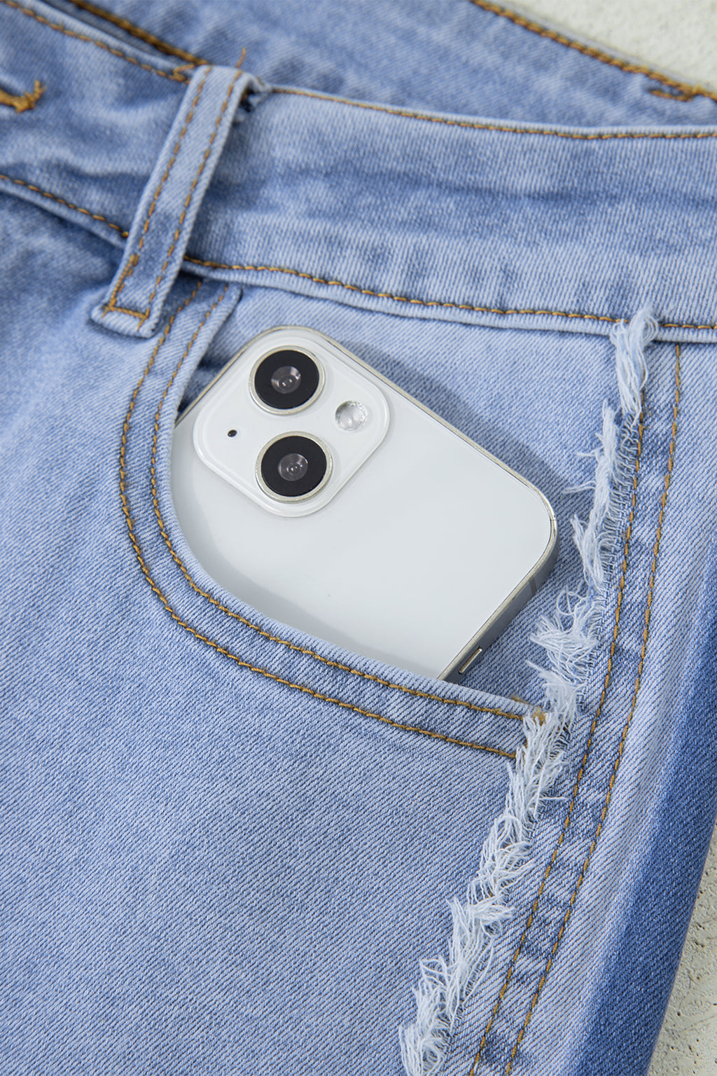 Beau Blue Contrast Stripe Frayed Side Panel Patchwork Shift Jeans