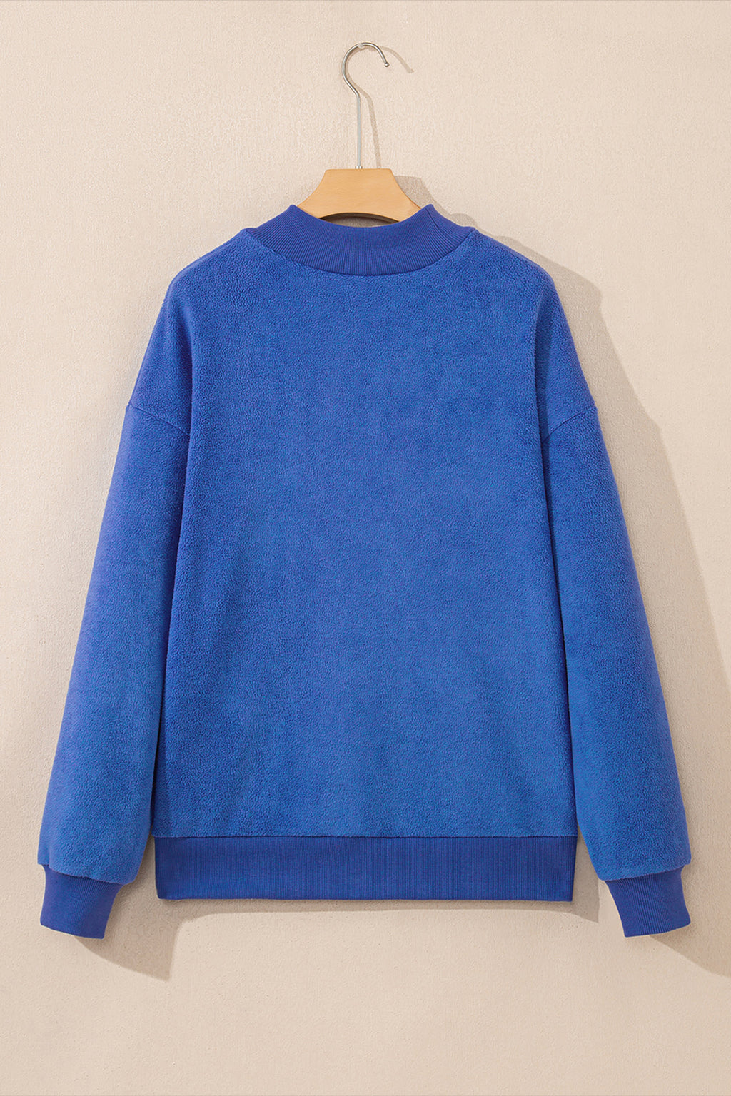 Apricot Oversize Drop Shoulder Reversible Mock Neck Sweatshirt
