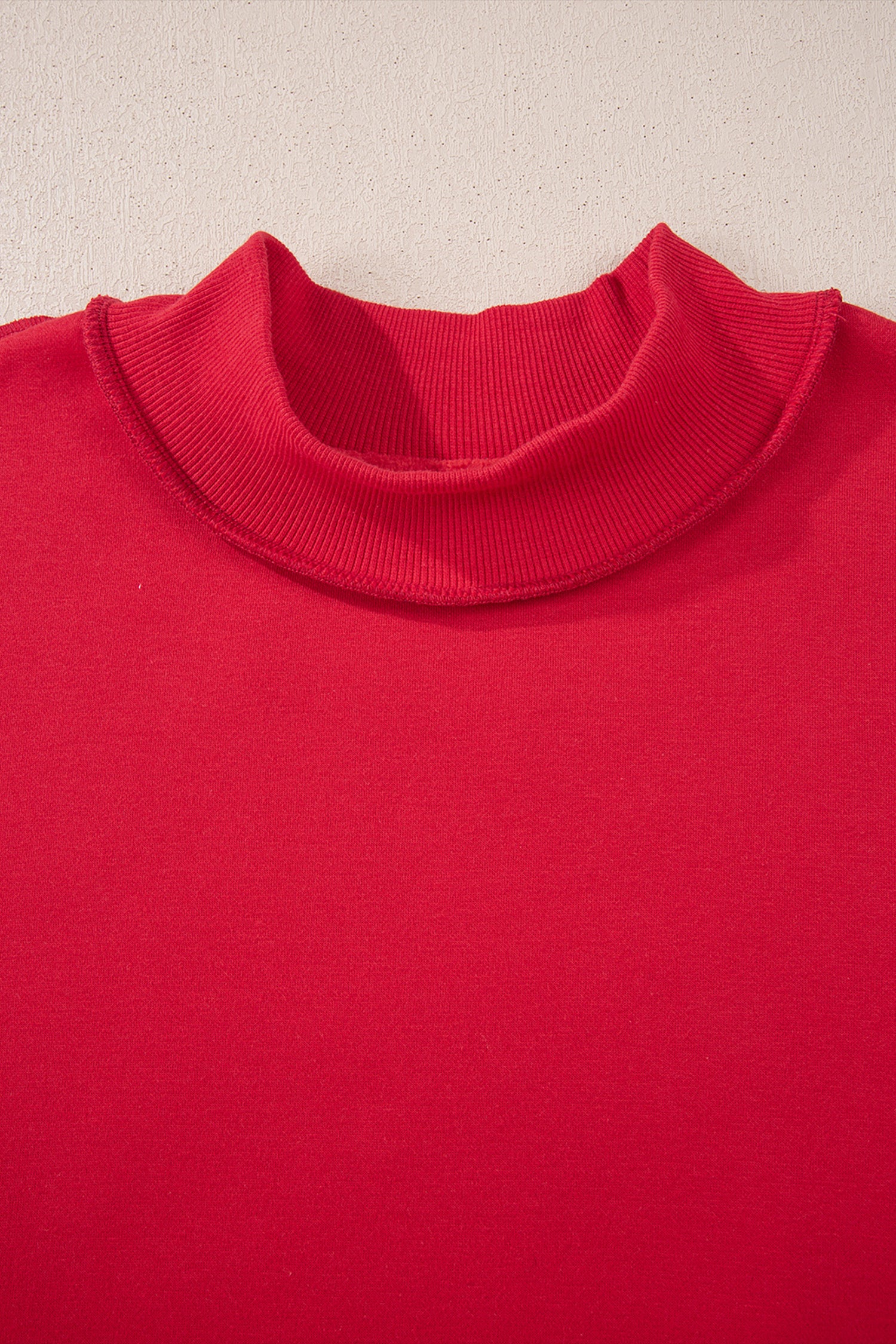Apricot Oversize Drop Shoulder Reversible Mock Neck Sweatshirt