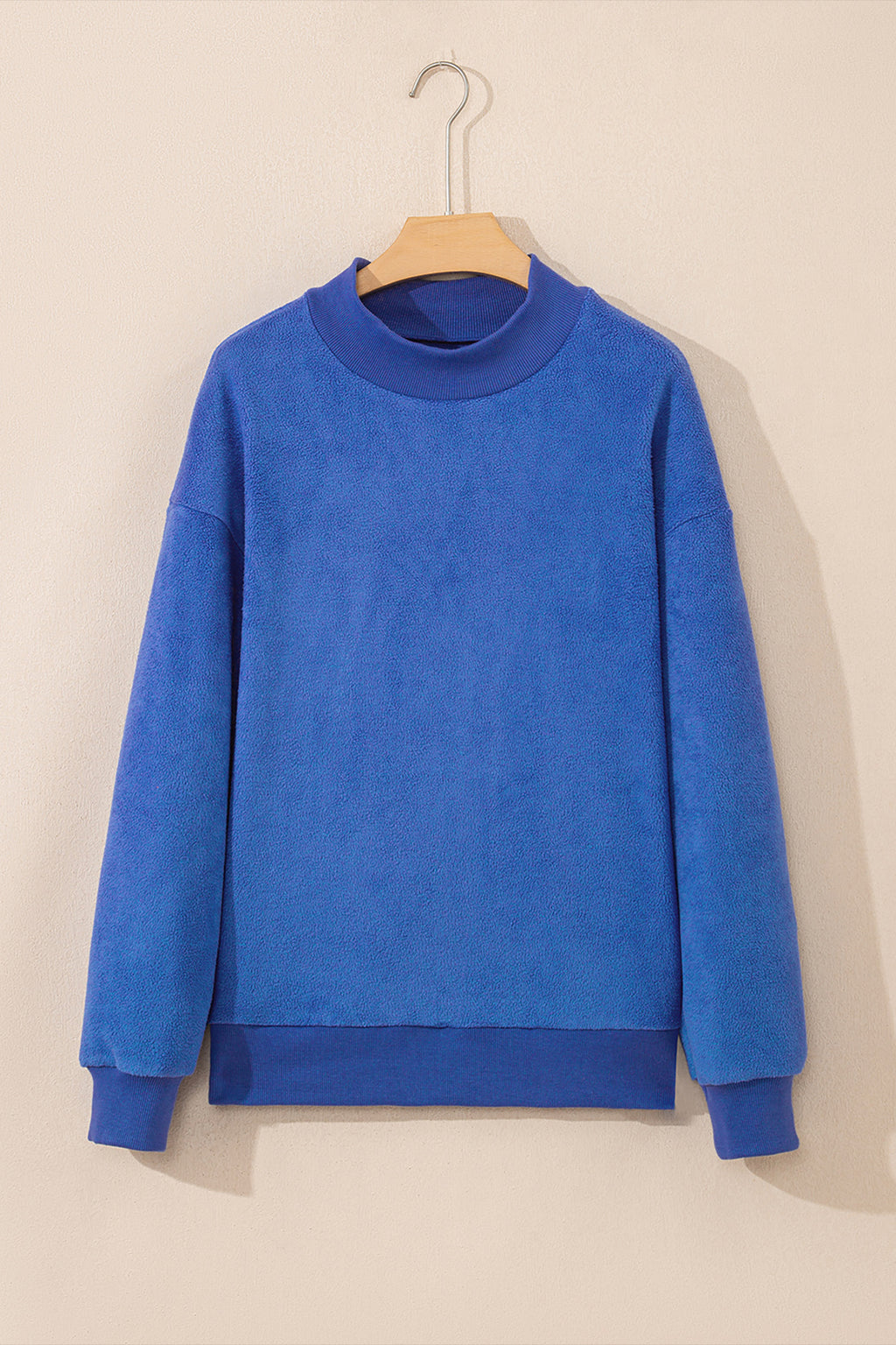 Apricot Oversize Drop Shoulder Reversible Mock Neck Sweatshirt