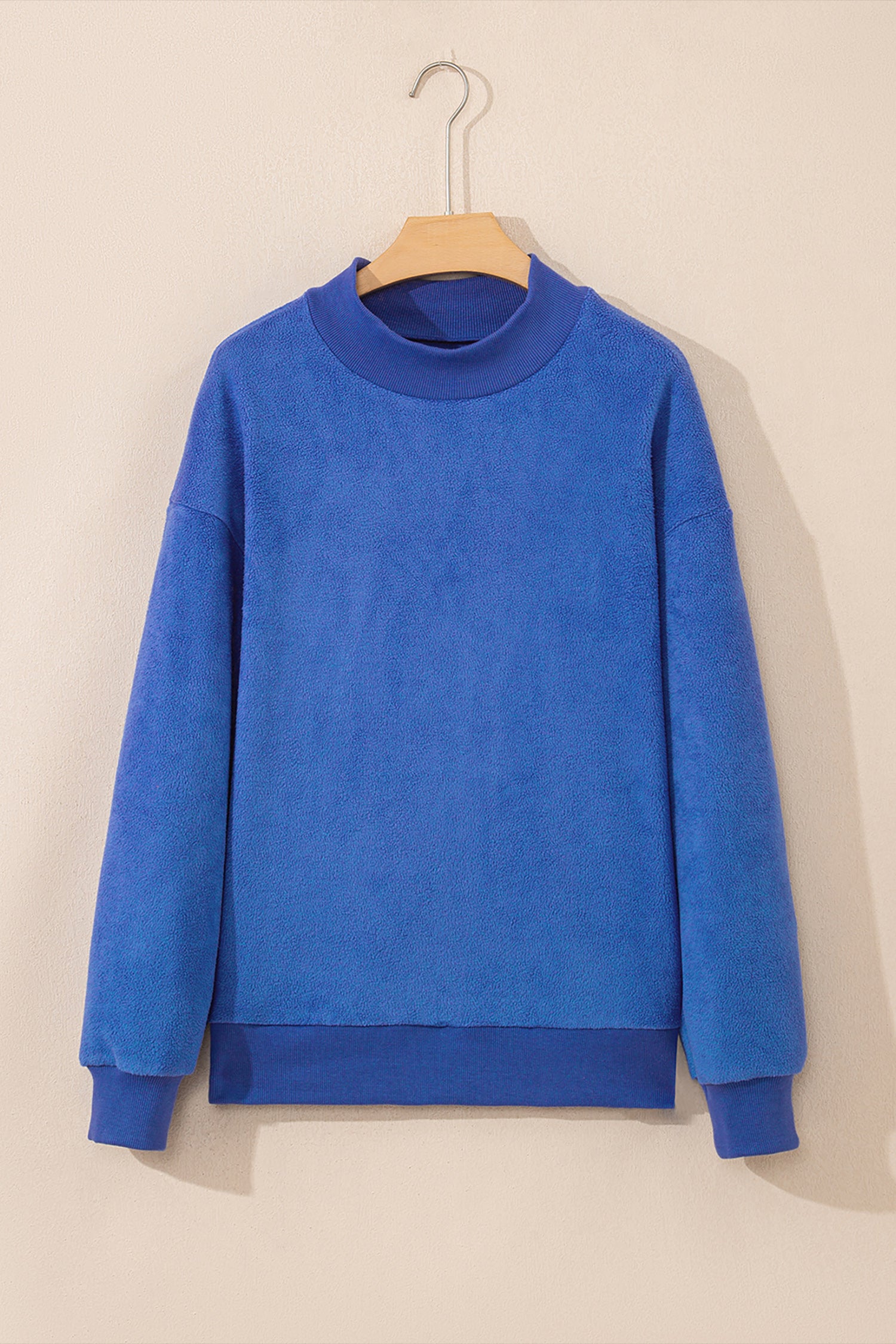 Apricot Oversize Drop Shoulder Reversible Mock Neck Sweatshirt
