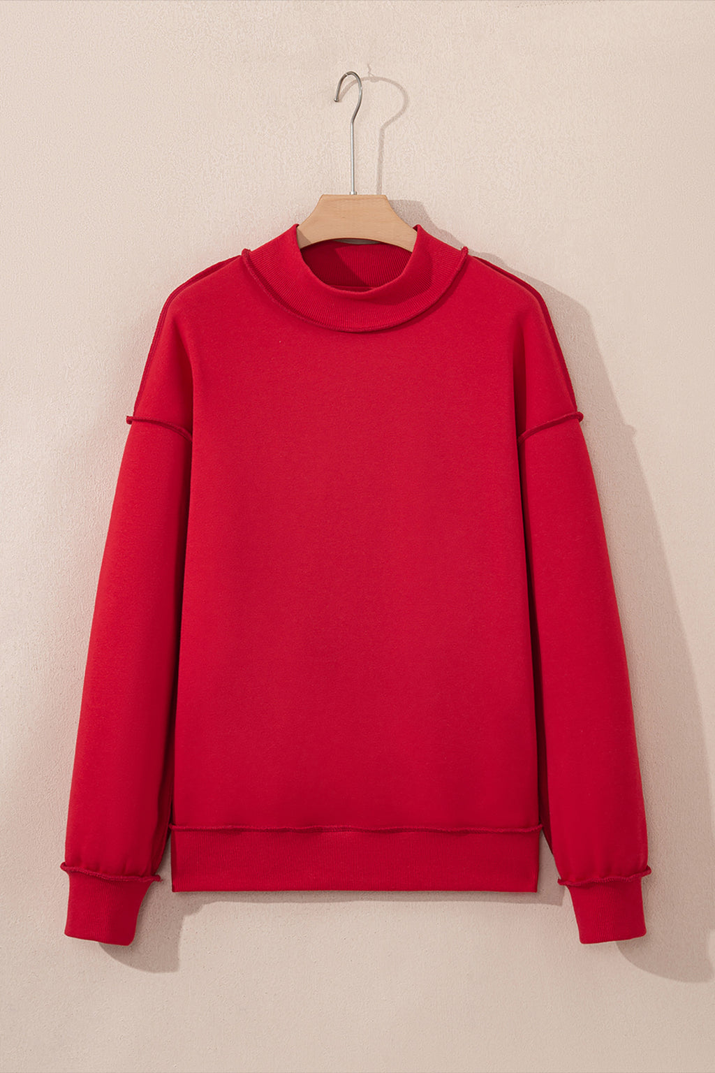 Apricot Oversize Drop Shoulder Reversible Mock Neck Sweatshirt