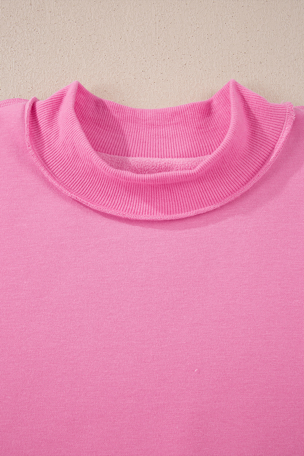 Apricot Oversize Drop Shoulder Reversible Mock Neck Sweatshirt