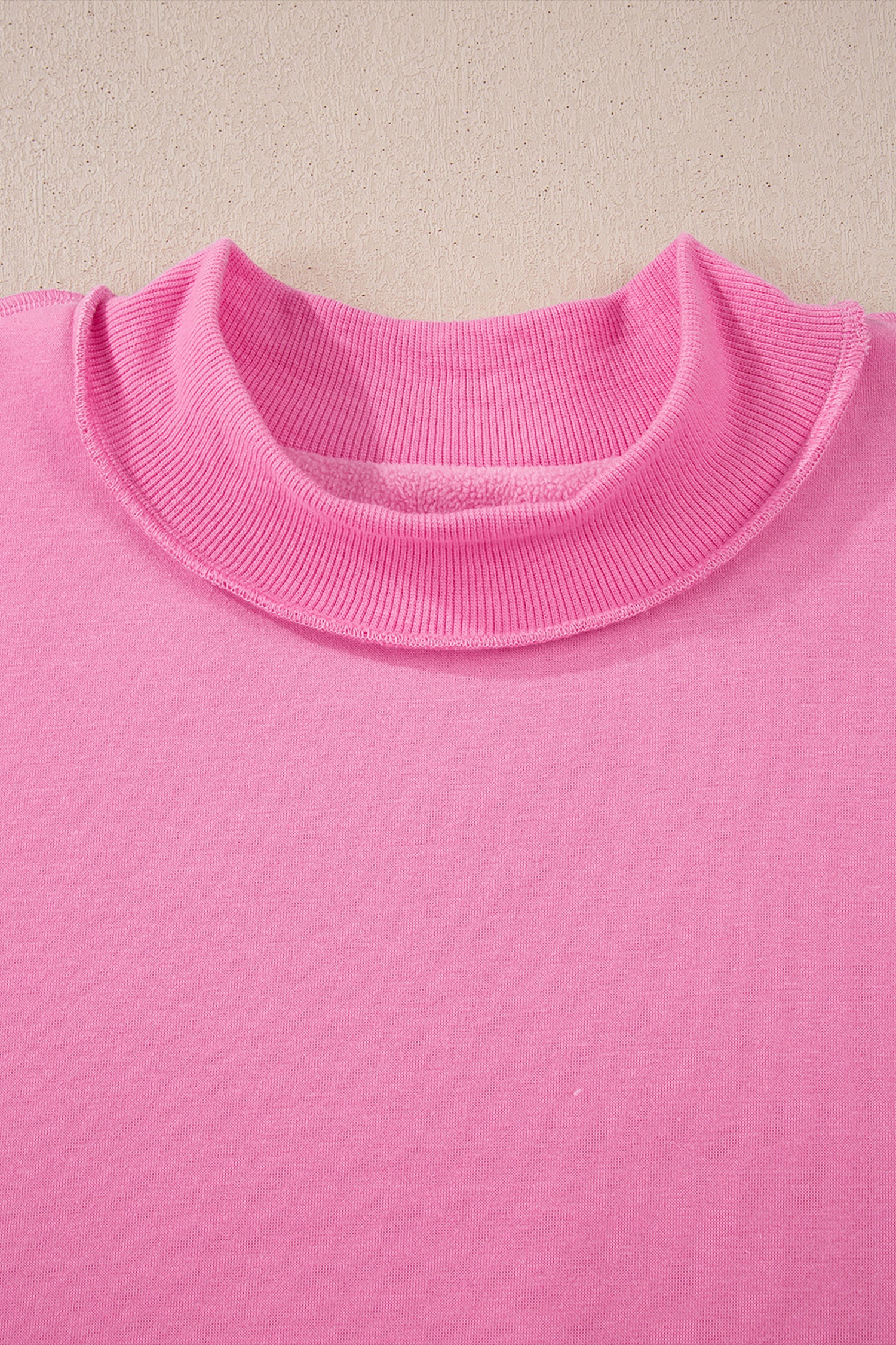 Apricot Oversize Drop Shoulder Reversible Mock Neck Sweatshirt