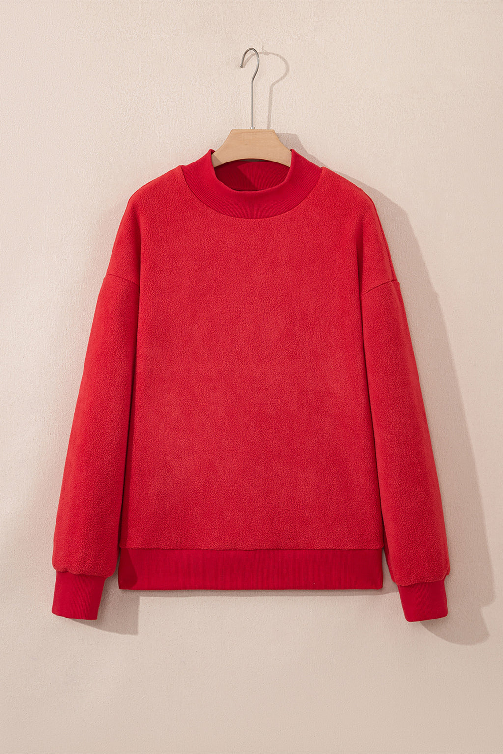 Apricot Oversize Drop Shoulder Reversible Mock Neck Sweatshirt