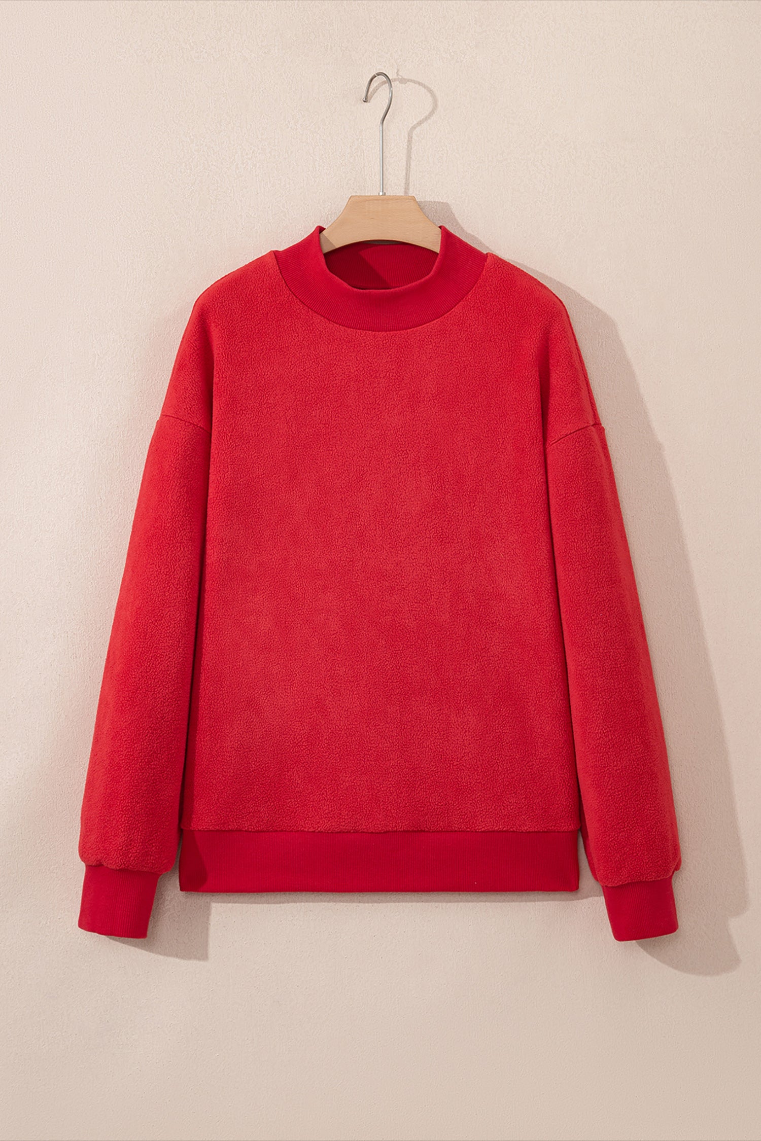 Apricot Oversize Drop Shoulder Reversible Mock Neck Sweatshirt