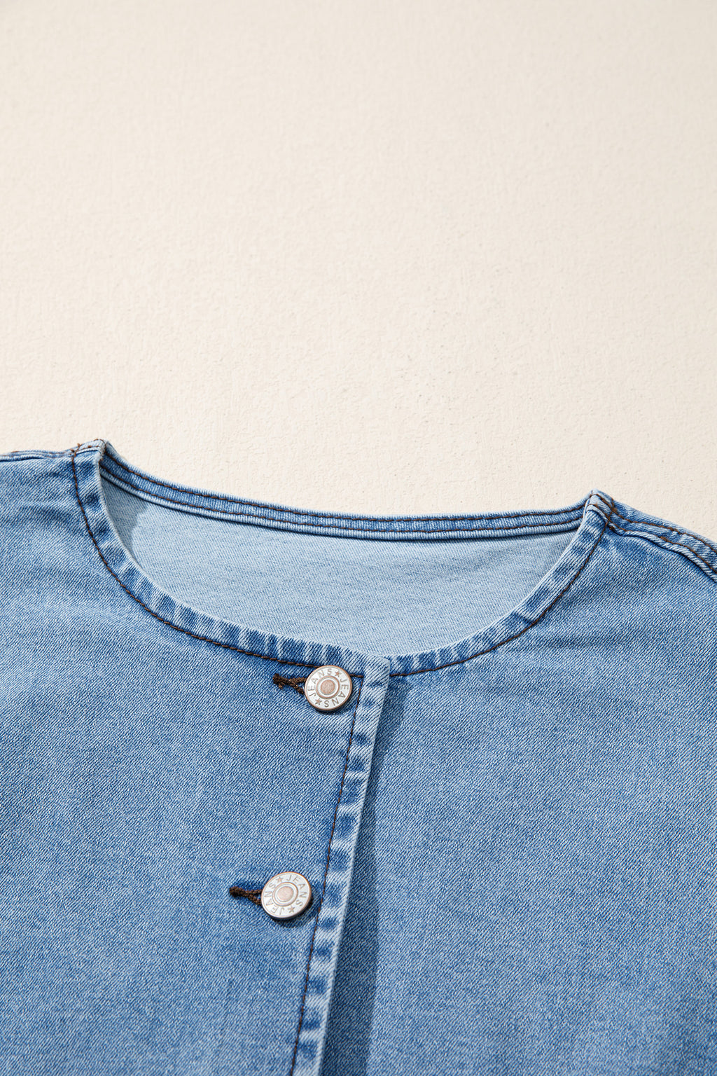 Black Buttoned Front Slit Denim Vest